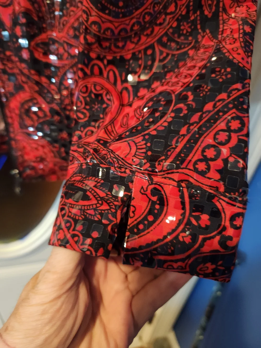 Vitage Koret Red and Black Paisley Jacket Embellished w/ Sequins - Womens Size S